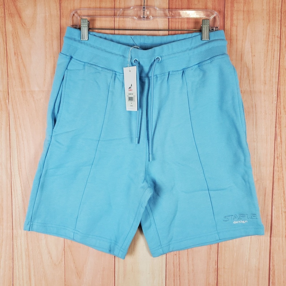 Staple‎ Pigeon Sweat Shorts Mens Medium Aqua Blue French Terry Lined Drawstring